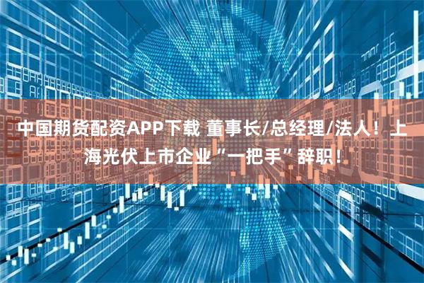 中国期货配资APP下载 董事长/总经理/法人！上海光伏上市企业“一把手”辞职！