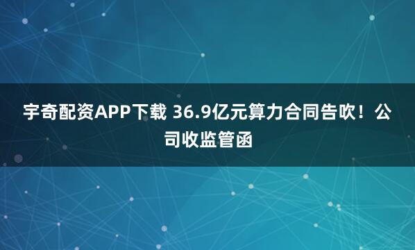 宇奇配资APP下载 36.9亿元算力合同告吹！公司收监管函
